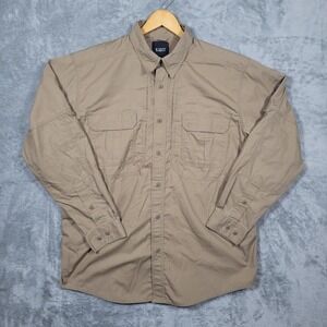 5.11 Tactical Taclite Pro Shirt Mens L Khaki Ripstop Long Sleeve Vented 72175